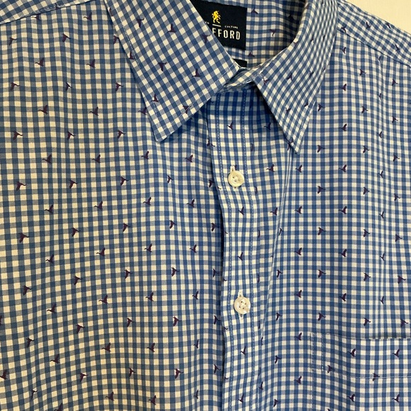 🍓 Stafford Travel Performance Super Shirt Regular Fit Button Down - 17 34-35 - Picture 2 of 6
